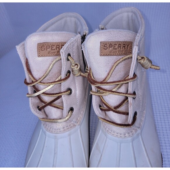Sperry Saltwater Duck Boots Women's size 7.5  Oat/Gold Waterproof - Picture 6 of 10
